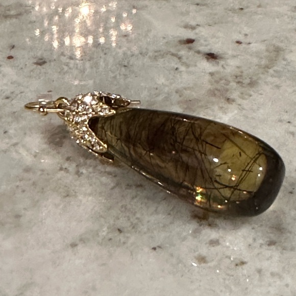 Vince Camuto Brown Amber-Glass 2" Gold Tone Dangle Earrings - Picture 4 of 6